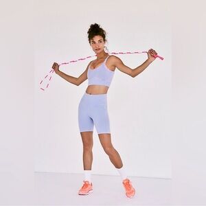 NWOT Free People Good Karma Scoop Neck bra and Shorts in Faded Periwinkle